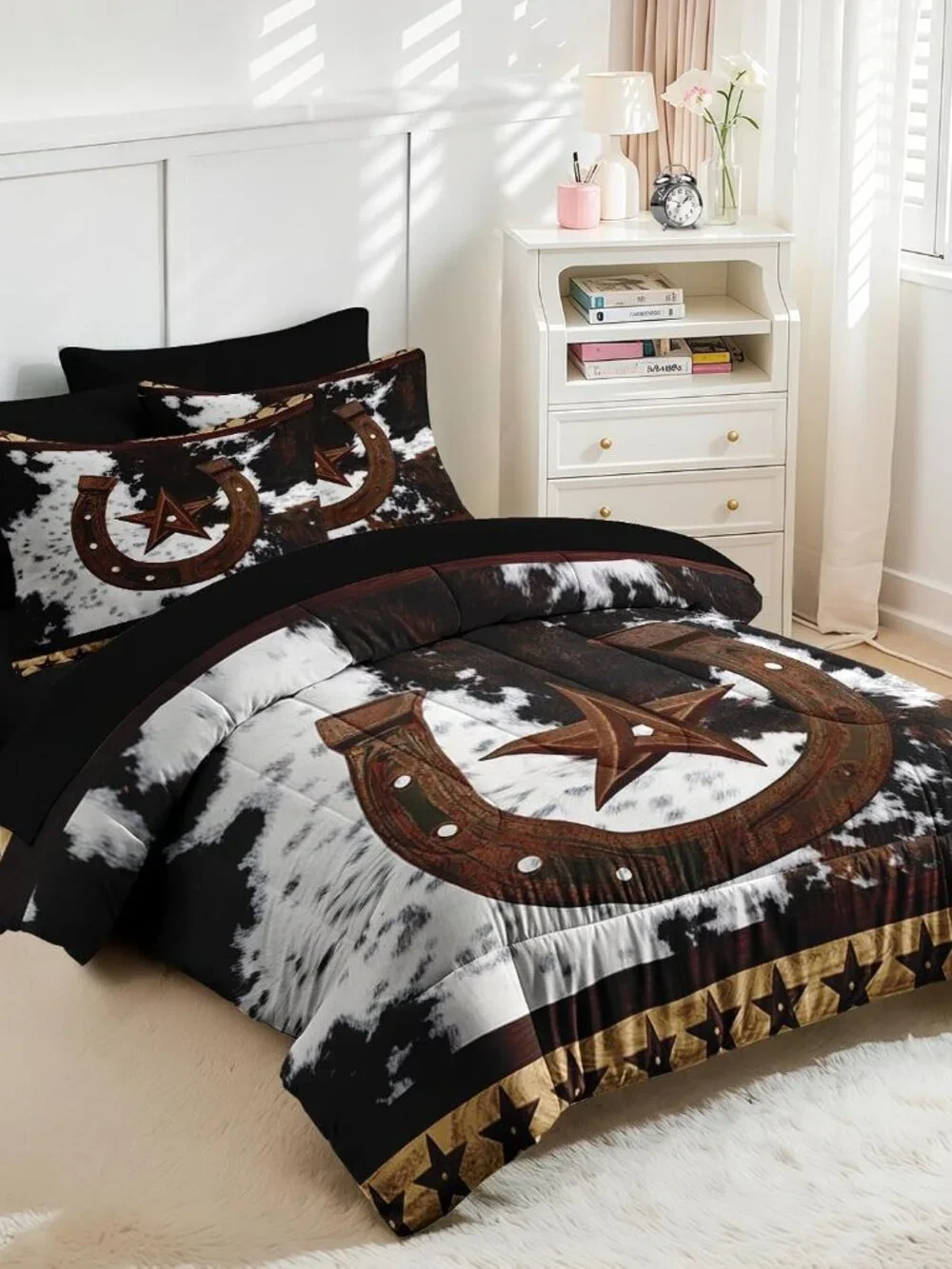 King Comforter Set with Sheets, 7 Pieces Western Cowboy Bedding | Bed in A Bag f